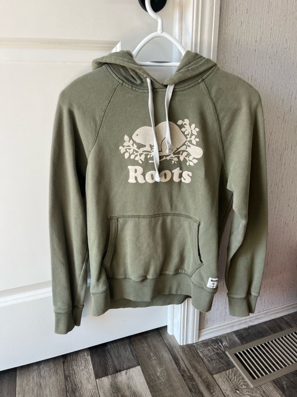 Roots Olive Green Hoodie with White Beavertail Logo